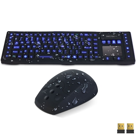Delton Medical Grade Airtight Waterproof Wireless Computer Keyboard & Mouse, Black M90/M44