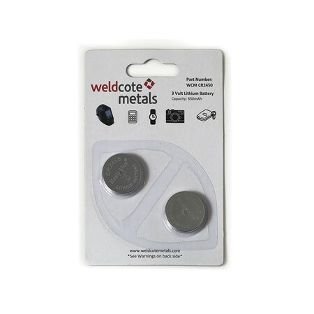 Weldcote 3 Volt Lithium Battery - 2 Batteries Per Card, 2PK WCM-CR2450