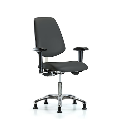 Blue Ridge Ergonomics Clean Room Chair Vin Desk Chair, Med, Bk, Gld, Gry, CL100, Adjustable Arms, 18" to 23" Height, Vinyl BR-NCR-VDHCH-MB-CR-T0-A1-RG-8605