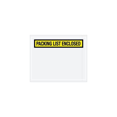 Bubblefast 4 1/2 x 5 1/2'' Yellow Panel Face ''Packing List Enclosed'' Envelopes, 1000PK BFPL452