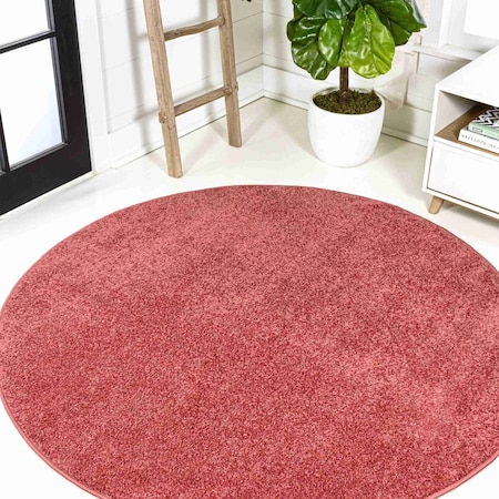 Jonathan Y Haze Solid Low-Pile Red 6 ft Round Area Rug SEU100E-6R