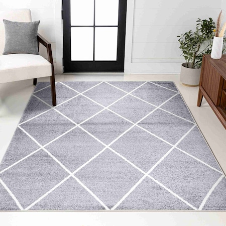 Jonathan Y Cole Minimalist Diamond Trellis Gray/White 3 ft. x 5 ft. Area Rug SEU102F-3