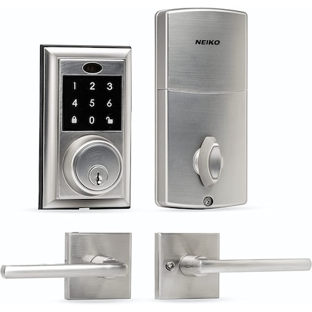 Neiko Keyless Entry Door Lock W Keypad Set with Handle and Deadbolt, Stainless Steel & Zinc Alloy 52905A
