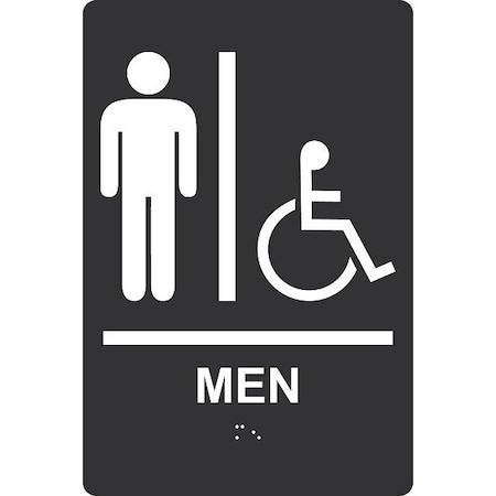Accuform ADA Braile Restroom Sign, 9 in x 6 in PAD107BK