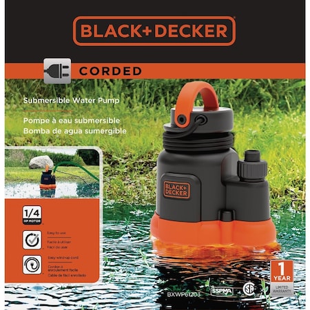 Black & Decker 1/4 HP 2250 GPH Submersible Water Pump BXWP61203