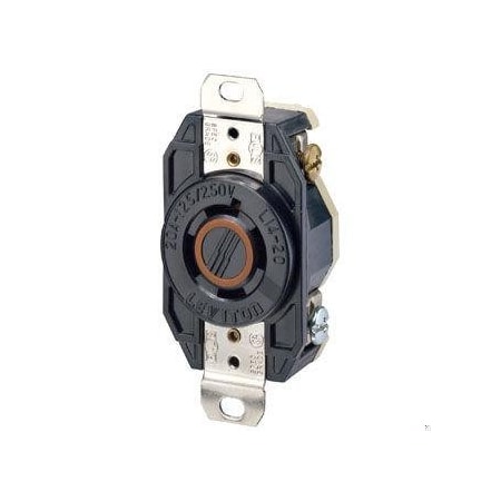 Leviton Flanged Locking Receptacle, L14-20R, 20 A, 125/250V AC, Single Phase, 3 Pole, Flush Mount, Black 2410