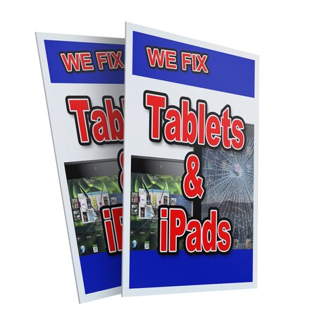 Signmission We Fix Tablets & Ipads, Plastic Signs Only 24 Inch x 36 Inch, Corrugated Plastic, 2PK CSB-2436-2PACK-We Fix Tablets & Ipads