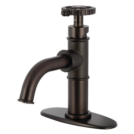 Kingston Brass One-Handle Single-Hole Bathroom Faucet with Deck Plate and Push Pop-Up Drain, Oil Rubbed Bronze KSD2825CG