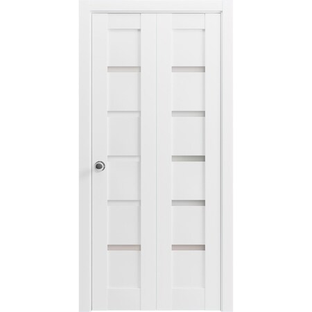 Sartodoors Sliding Closet Bi-fold Doors White Solid Core Modern Interior QUADRO4117BF-WS-48 x 96 (2* 24x96)