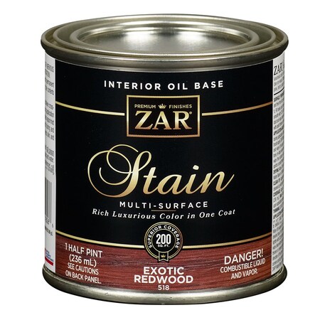 Zar Wood Stain 1/2 Pt UGL Exotic Redwood Zar Interior Oil-Based Wood Stain 51806