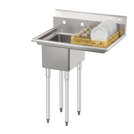 Koolmore 1 Compartment Stainless Steel NSF Commercial Kitchen Prep & Utility Sink with Drainboard SA121610-16R3