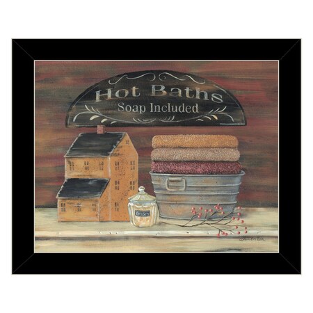 Homeroots HOT BATH 7 Black Framed Print Bathroom Wall Art 404707