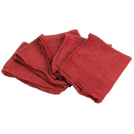 Performance Tool 25 pk. Shop Towels, Red, Cotton, Absorbent, Machine Washable, 25PK W1476