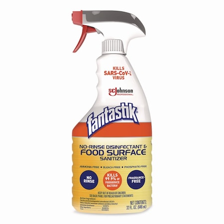 Fantastik No Rinse Disinfectant and Food Surface Sanitizer, Unscented, 32 oz Trigger Spray Bottle, 8PK 354125