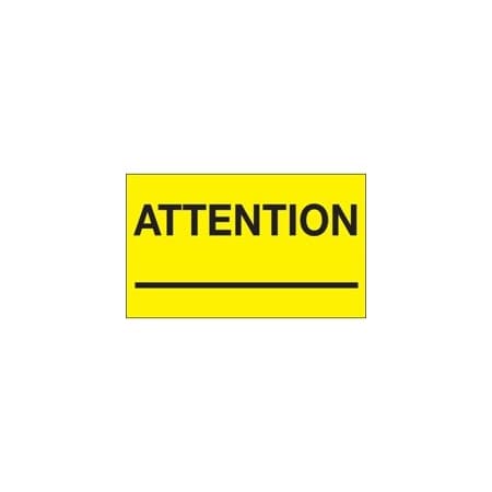 Bubblefast 3 x 5'' - ''Attention _'' Fluorescent Yellow Labels BFDL1125