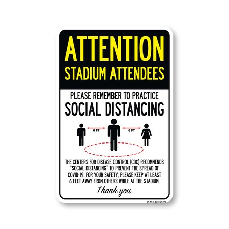 Signmission Public Safety, Stadium Attendees Practice Social Distancing, 18in X 12in, OS-NS-A-1218-25376 OS-NS-A-1218-25376