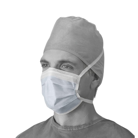 Medline Surgical Face Mask with Ties and Comfort Anti-Fog Foam Strip, Blue, 50PK NON27378AZ