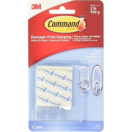 Command Medium Replacement Strip, Foam Backing, Clear, 900 g 17021CLR-12ESF