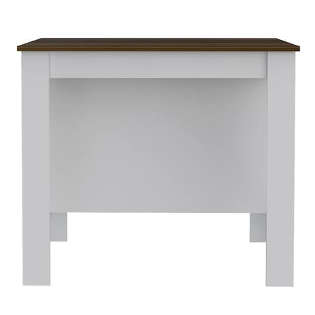 Homeroots White and Brown 41in Kitchen Island With Storage 477873