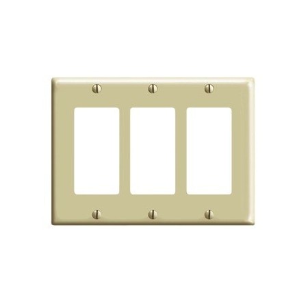 Leviton Decora Wallplate, Midway Size, Gang 3, Ivory PJ263-I