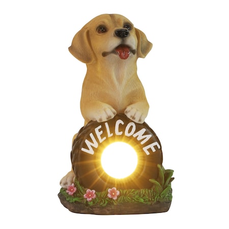Techko Buddy the Puppy Solar Outdoor Garden Statue with Integrated LED Light, 2PK SG-821-2PK
