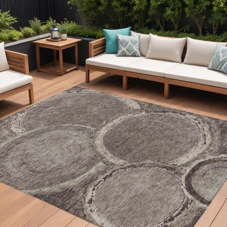 Homeroots 8' X 10' Chocolate And Beige Faux Bois Washable Indoor Outdoor Area Rug 613136