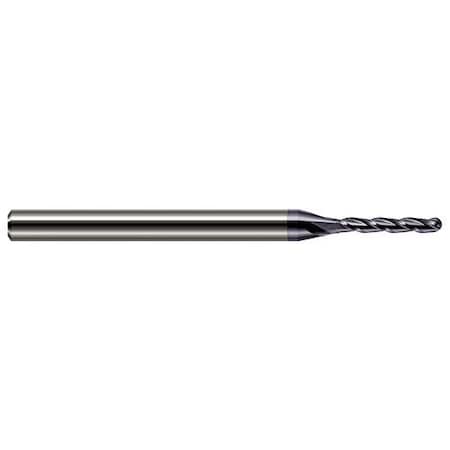 Harvey Tool 0.0390in 1 mm Cutter DIA x 0.2030in 13/64 L of Cut Carbide Ball End Mill, 4 Flutes, AlTiN Coated 841039-C3