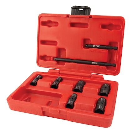 Performance Tool 8 pc. 1/4 in. Dr. Flip Socket Set, Double-Ended, SAE/Metric, Impact Driver M799