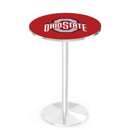 Holland Bar Stool Co 36" Chrome Ohio State Pub Table, 36" dia. Top L214C3636OhioSt