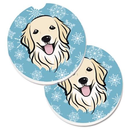 Carolines Treasures Snowflake Golden Retriever Set of 2 Cup Holder Car Coaster BB1639CARC