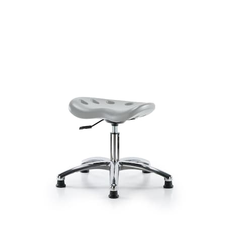 Blue Ridge Ergonomics Polyurethane Tractor Stool Chrome - Desk Height with Stationary Glides in Gray Polyurethane PTDHSL-CR-RG-GRY