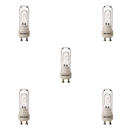 Bulbrite Halogen 120V Clear Tubular Bulbs, Twist&Lock GU10 Bi-Pin Base, 50-Watt, 2900K, 5PK 860643
