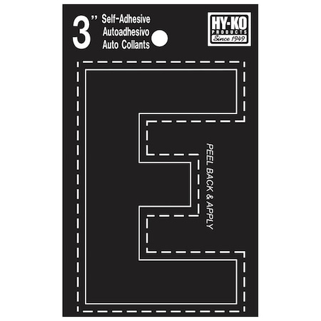 Hy-Ko 30400 Series Die-Cut Letter, Character: E, 3 in H Character, Black Character, Vinyl 30415