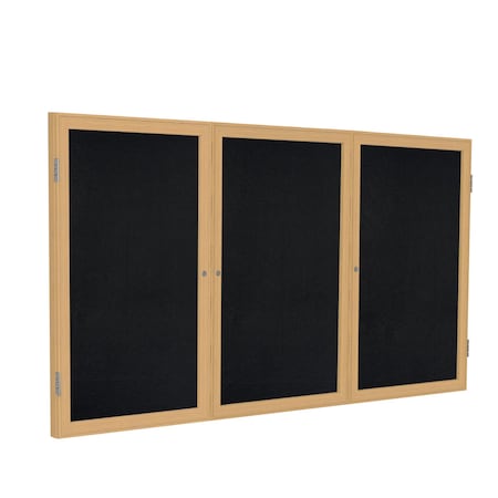Ghent Enclosed Rubber Bulletin Board 48"x72", 3 Door PW34872TR-BK