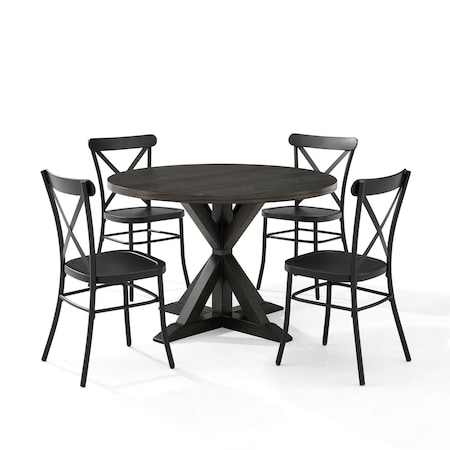 Crosley Hayden 5-Piece Round Dining Table Set W/Camille Chairs KF20010SL-MB