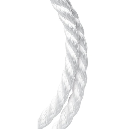 Baron Rope, 3/8 in Dia, 50 ft L, 334 lb Working Load, Nylon/Poly, White 53211