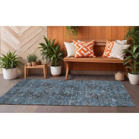 Homeroots 8' Black Oriental Washable Indoor Outdoor Runner Rug 563827