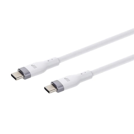 Monoprice USB-C to USB-C Silicone Charging Cable - USB 2.0, 240W PD, Ultra Flexible, 10ft, White 47248