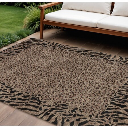 Homeroots 10' X 14' Brown Animal Print Washable Indoor Outdoor Area Rug 607637