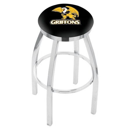 Holland Bar Stool Co 30" Chrome Missouri Western State Swivel Bar Stool, Accent Ring L8C2C30MOWSt