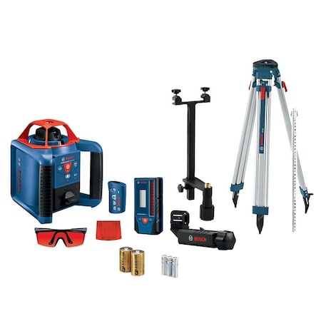 Bosch Self-Leveling Rotary Laser Kit, 1000 ft, +/- 1/8 in Accuracy GRL900-20HVK
