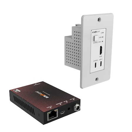 Bzbgear 4K UHD 18Gbps HDMI/USB-C Wall Plate Transmitter and Receiver Kit up to 164ft BG-EXH-50UWP-W