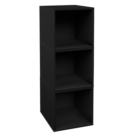 Regency Niche Cubo Wood Stackable Storage Bookcase Shelf Organizer Cube- Ebony Black, 3PK NCBO133PKEB