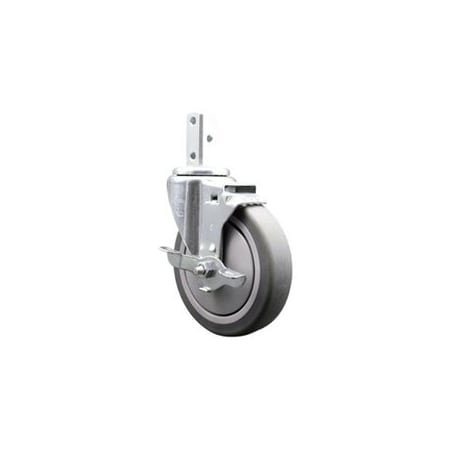 Service Caster 5 Inch Thermoplastic Rubber Wheel Swivel 3/4 Inch Square Stem Caster with Brake SCC-SQ20S514-TPRB-TLB-34