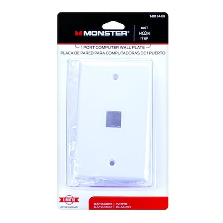 Monster Cable Just Hook It Up White 1 gang Plastic Keystone Wall Plate 140174-00