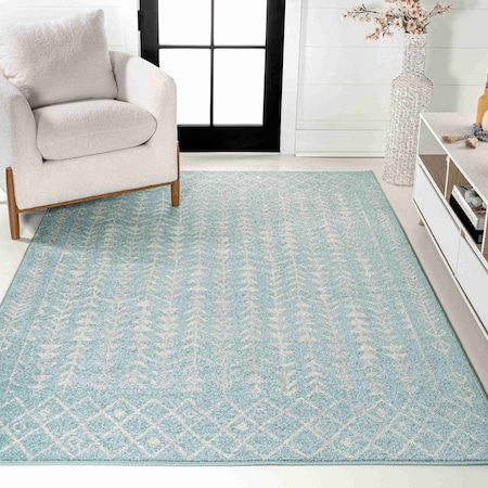 Jonathan Y Ziri Moroccan Geometric Turquoise/Cream 4 ft. x 6 ft. Area Rug MOH210E-4