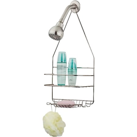 Simple Spaces Shower Caddy, 2-Shelf, Steel, 10 in OAW, 19 in OAH, 4-1/4 in OAD, 10 lb SS-SC-25-NK