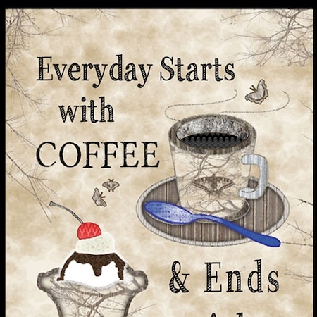 Homeroots Everyday Starts with Coffee 4 Black Framed Print Kitchen Wall Art 415999