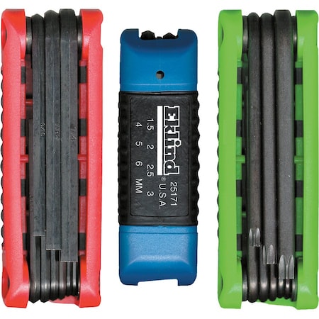 Eklind 3 Piece Metric/SAE Fold-Up Hex Key Set, 25024 25024