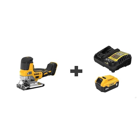 Dewalt Cordless Jig Saw, 20VDC, Barrel Grip DCS335B/DCB205C